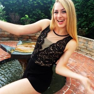 Black Lace and Mesh Romper